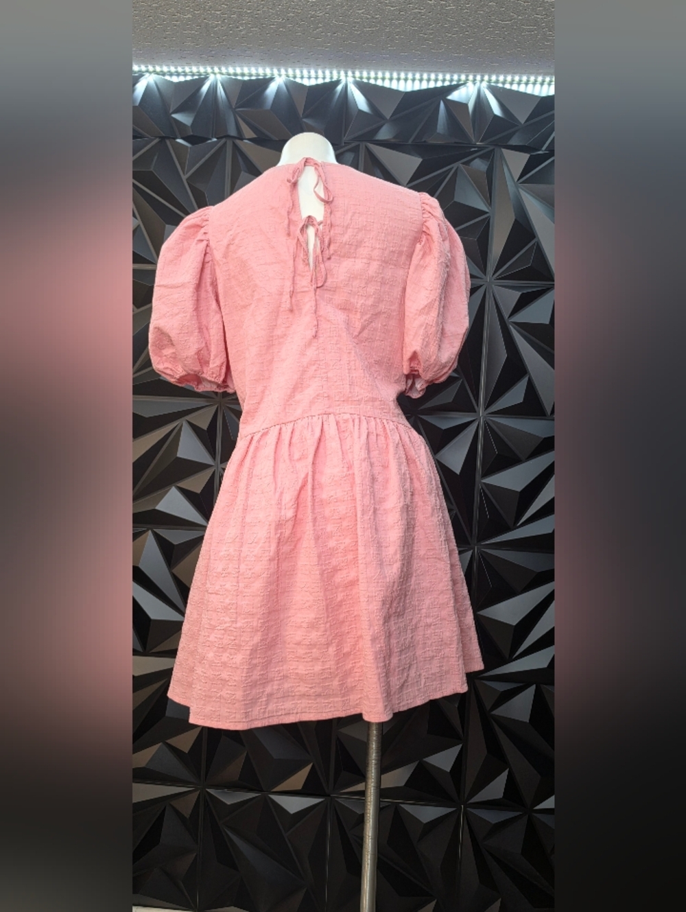 English Factory Pink Puff-Sleeve Tiered baby doll Dress - Picture 3 of 5